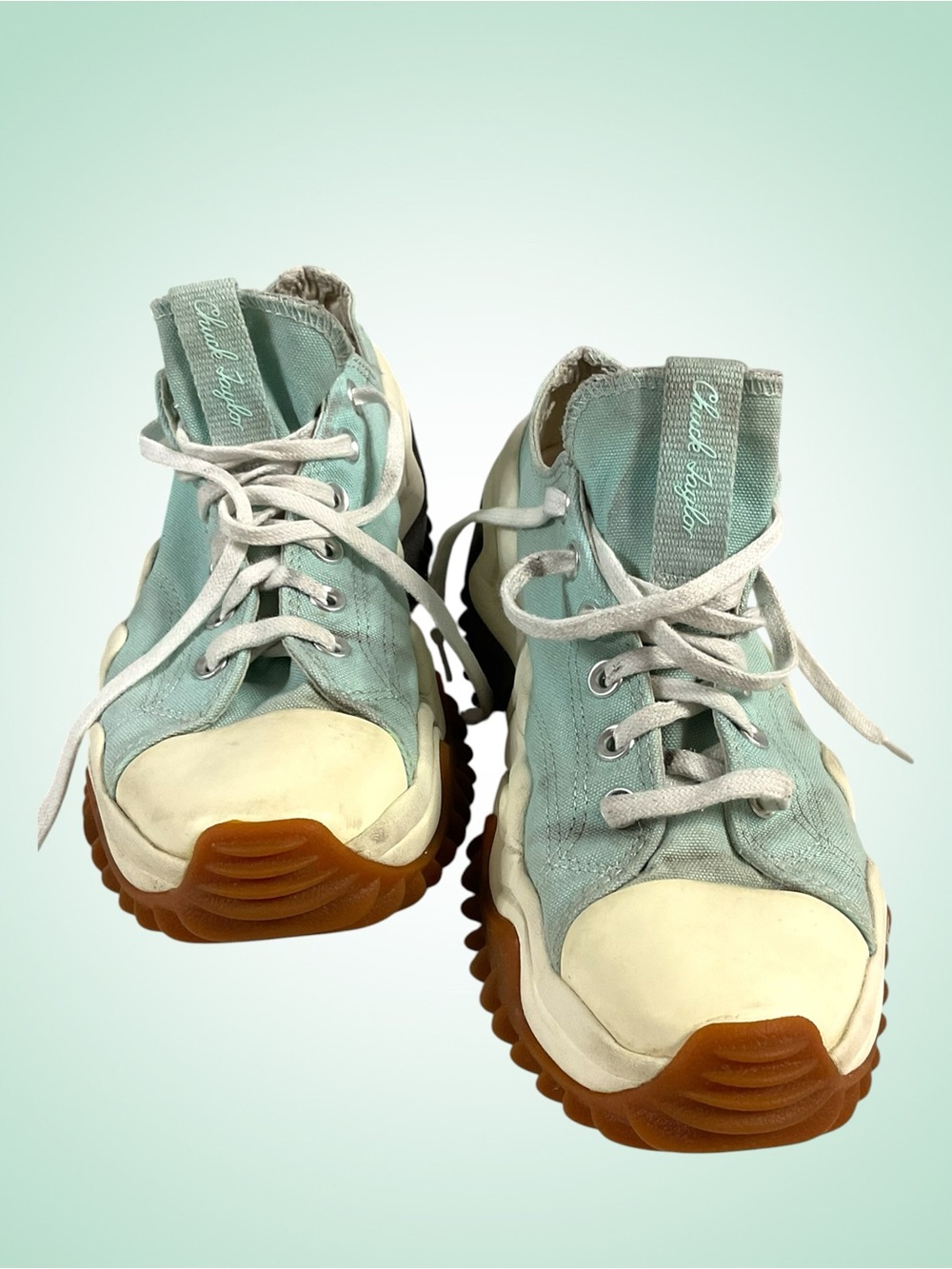 Converse Run Star Wave-Soled Sneakers in Mint Green/Cream Unisex 27.6cm M 9/W 11 - Picture 14 of 14